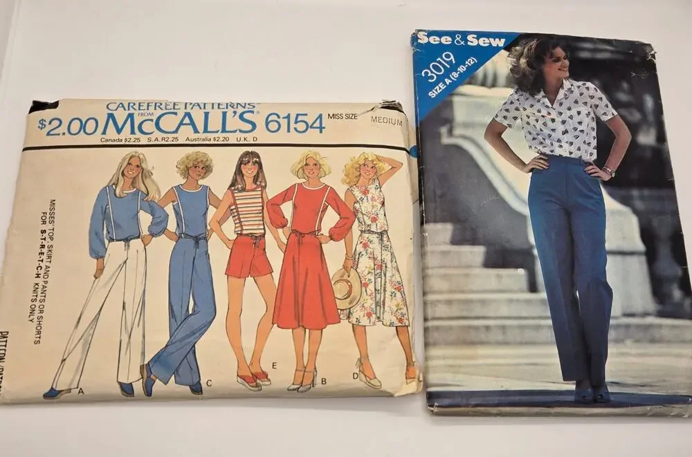 VTG 70s Sewing Patterns Lot of 2 McCalls 6154 Uncut See & Sew 3019 Cut